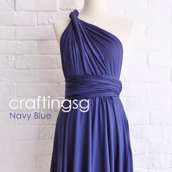 Short blue infinity dress multi-way wrap - Picture 2 of 3